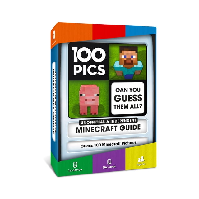 100 FOTOS Guía de Minecraft no oficial e independiente: Adivina 100 artículos de Minecraft | Tarjetas flash con estuche de revelación de diapositivas | Relleno de calcetín de regalo de juego de cartas