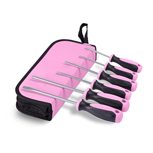 Pink Power Screwdriver Set with Pink Tool Bag 6 Piece Phillips
