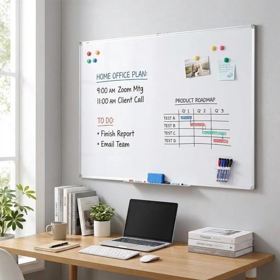 MROOBEST Large Magnetic Dry Erase Board 60x40Foldable Wall Mounted Whiteboard with Aluminum Frame 100*150cm White