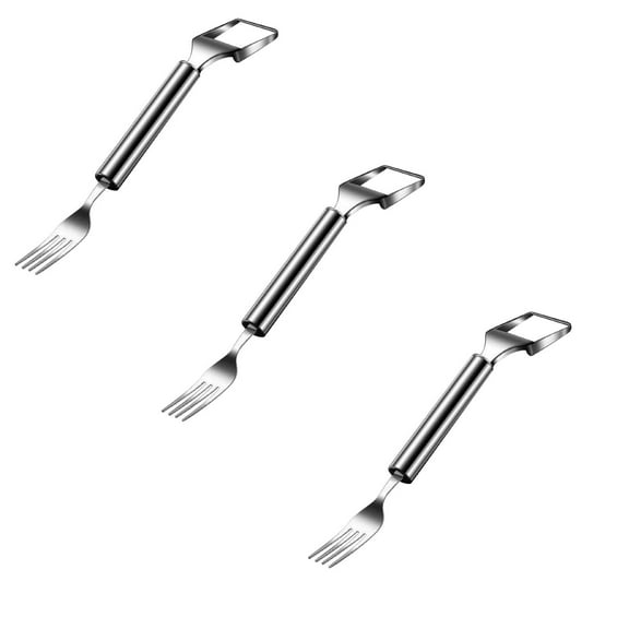 Tkrady 2-in-1 Stainless Steel Fruit Cutter, 2024 Upgraded Fork Slicer Cutter, Dual Head Fruit Forks Slicer Cutter Tool, Summer Fruit Cutting Fork for Home Kitchen Gadget, 3PCS