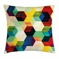 thumbnail image 1 of Vintage Throw Pillow Cushion Cover, Rhombus Pattern Grunge Effect Hexagonal Pattern Colorful Geometric Mosaic Artwork, Decorative Square Accent Pillow Case, 16 X 16 Inches, Multicolor, by Ambesonne, 1 of 2