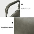 thumbnail image 3 of Faux Leather Home Office Desk Chair Adjustable Swivel Computer Chair Metal Legs Arms Backrest Task Chair Grey, 3 of 8