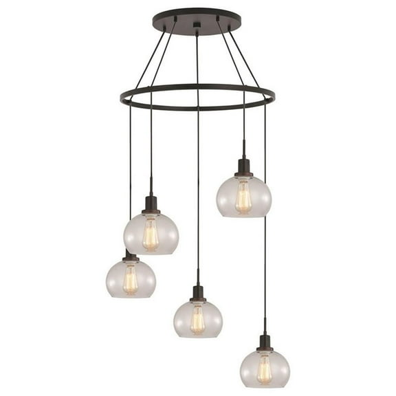 Woodbridge Lighting Austin 5-Light Glass Chandelier in Bronze/Clear Seedy
