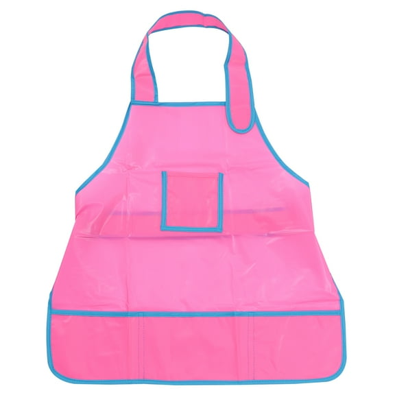 NICEXMAS Childrens Painting Apron 1Pcs Pink Plastic Art Smock for Drawing Activities and Baking