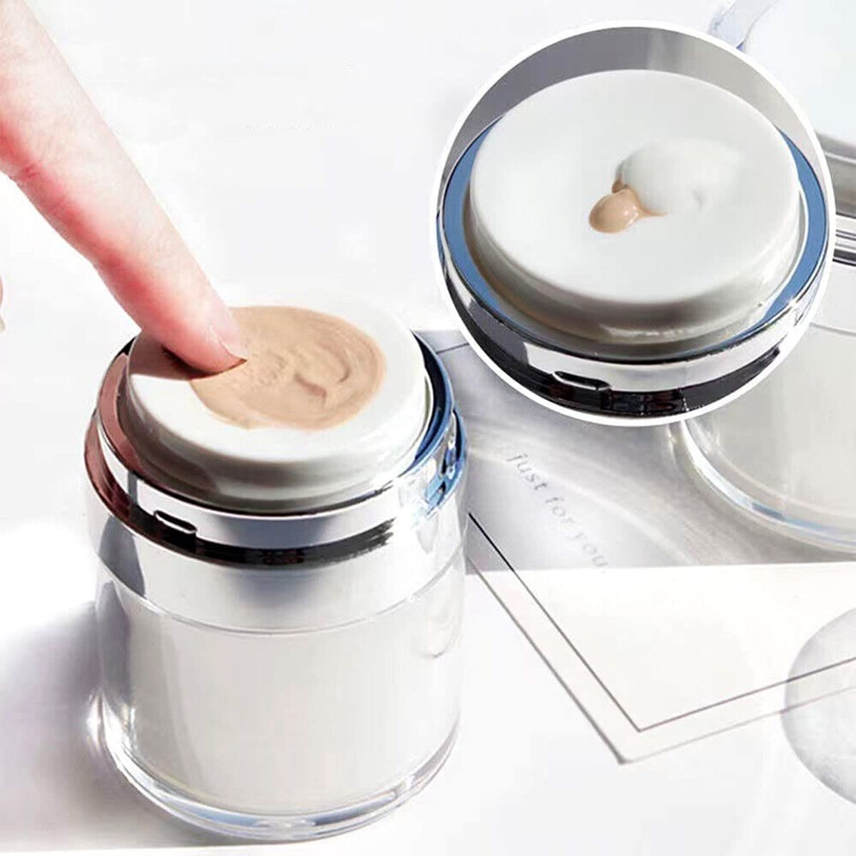Cream Jar Vacuum Bottle, Airless Pump Jar Bottles Lotion Dispenser With Empty Travel Spray Bottle