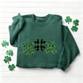 thumbnail image 4 of Ynynloco Women's Dark Green Irish Flag Shamrock Pattern Crew Neck Sweatshirt Retro Print Long Sleeve Loose Fit Casual Daily Top, 4 of 6