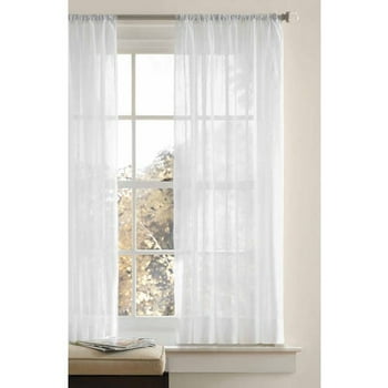 Mainstays Crushed Voile Single Curtain Panel, Polyester, Sheer, White, 51"x84"
