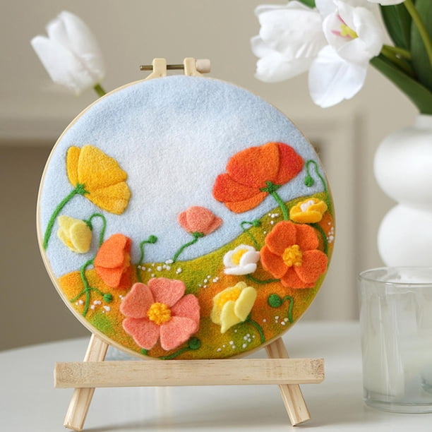 1 Juego de agujas, imagen de decoración DIY con herramienta de instrucciones, suministros para manualidades, almohadilla , fieltro de C Baoblaze Fieltro Impreso