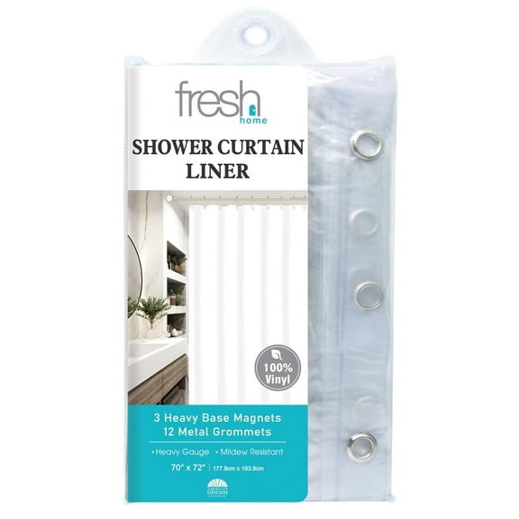 Dream Bath Clear Mildew Resistant PVC Shower Liner, 72 x 72 Inch Standard Size, Waterproof Bathroom Curtain Liner