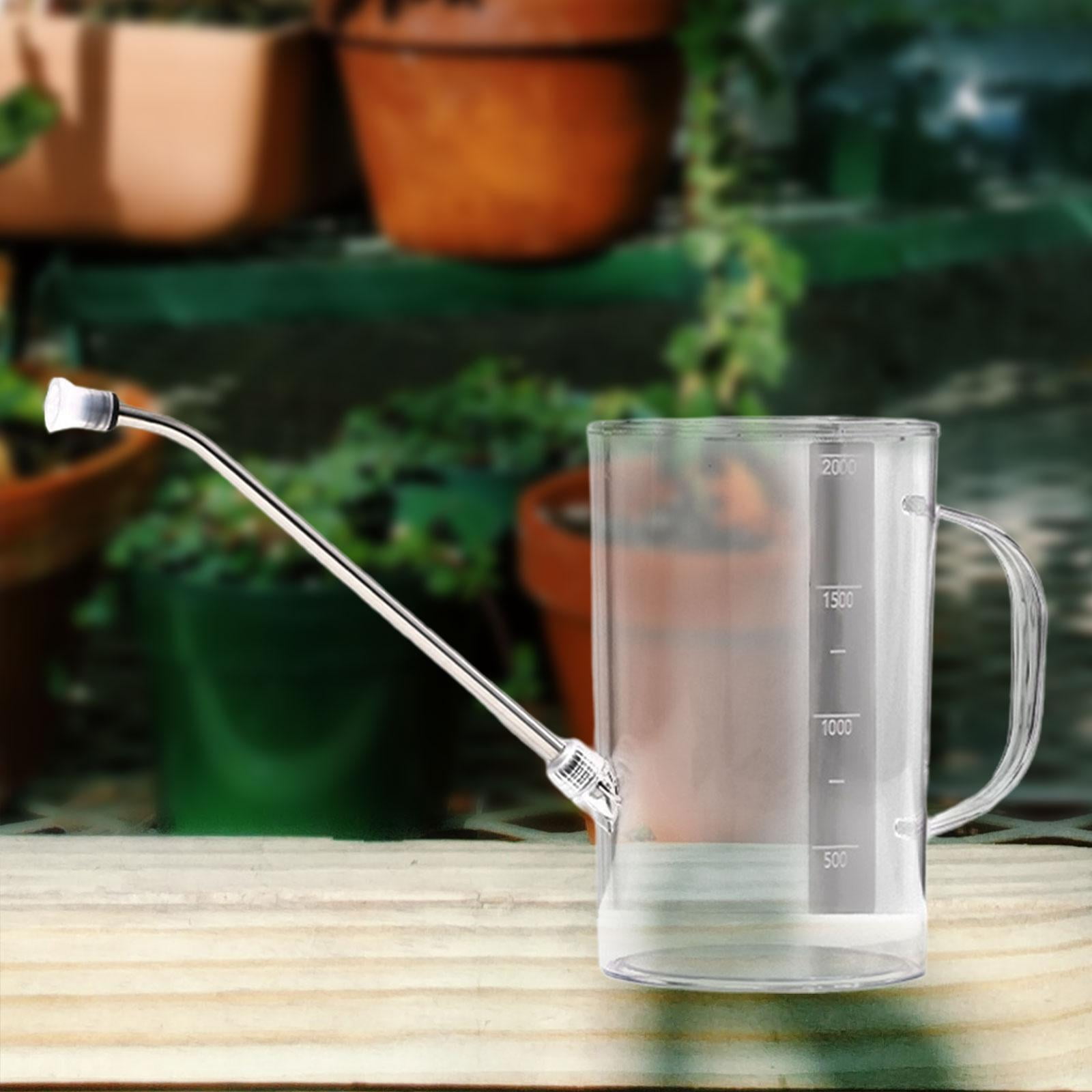figatia 2000ml Indoor Watering Can Indoor Watering Equipment Portable Plant Watering Can Long Nozzle for Flower Bonsai Indoor Outdoor Clear