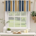 thumbnail image 2 of Blue Yellow Striped Curtain Valances for Windows, Kitchen Valance Window Treatments Panel 2 Pack, Modern Stripes Art Rod Pocket Short Curtains for Bathroom Bedroom 42 x 18 Inch, 2 of 8