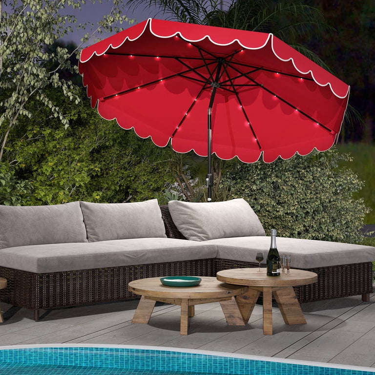 24 rib patio umbrellas 10Ft. Table Umbrella With Led Lights free for easy storage. ABCCANOPY Patio Umbrella 9FT -