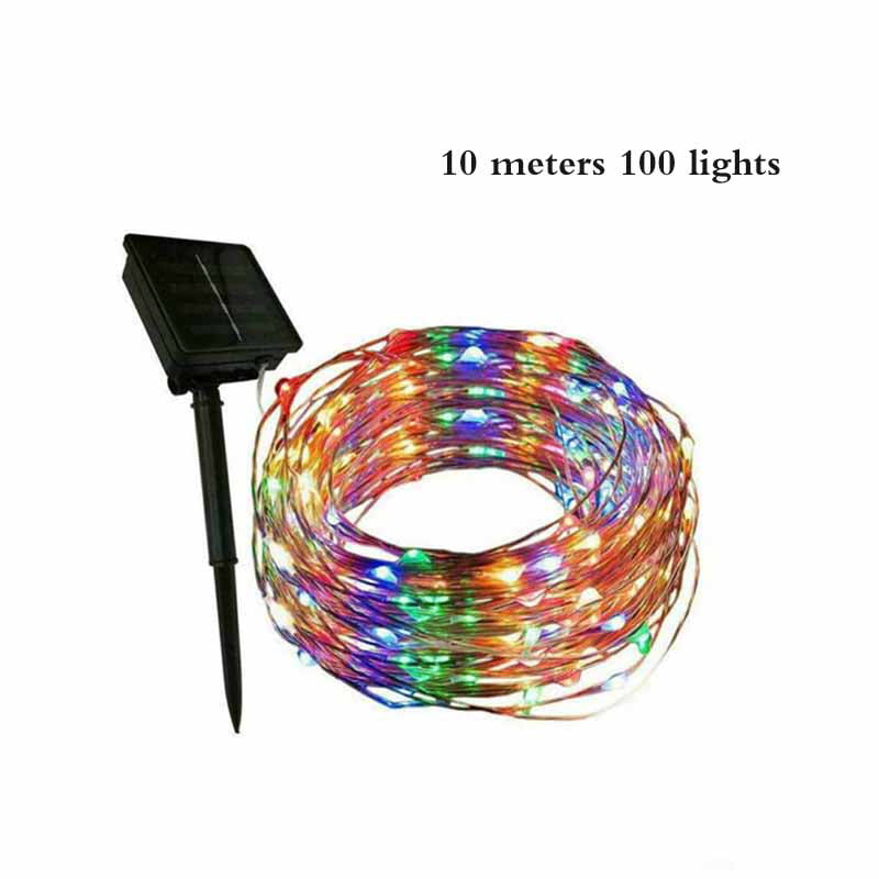 10M 33FT 100LED Solar powered Copper Wire LED String Fairy Light Christmas Light 