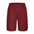 thumbnail image 5 of Dwellite Cargo Shorts for Men Below Knee Length Hiking Work Loose Fit Lightweight Bermuda Short with Multi Pockets Wine L, 5 of 6