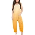 thumbnail image 4 of MIXUE Girls Jumpsuits & Rompers Kids Summer Gradient Print Spaghetti Strap V Neck Sleeveless Loose Fit Casual With Pockets Bodysuits Daily-Wear,Yellow,5-6 Years, 4 of 6