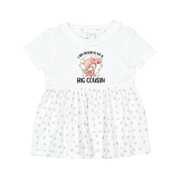 Inktastic Floral Deer Fawn I Am Going to Be a Big Cousin Girls Baby Dress