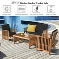 thumbnail image 5 of Costway 4PCS Patio Solid Wood Furniture Set Conversation Coffee Table W/Black Cushion, 5 of 11