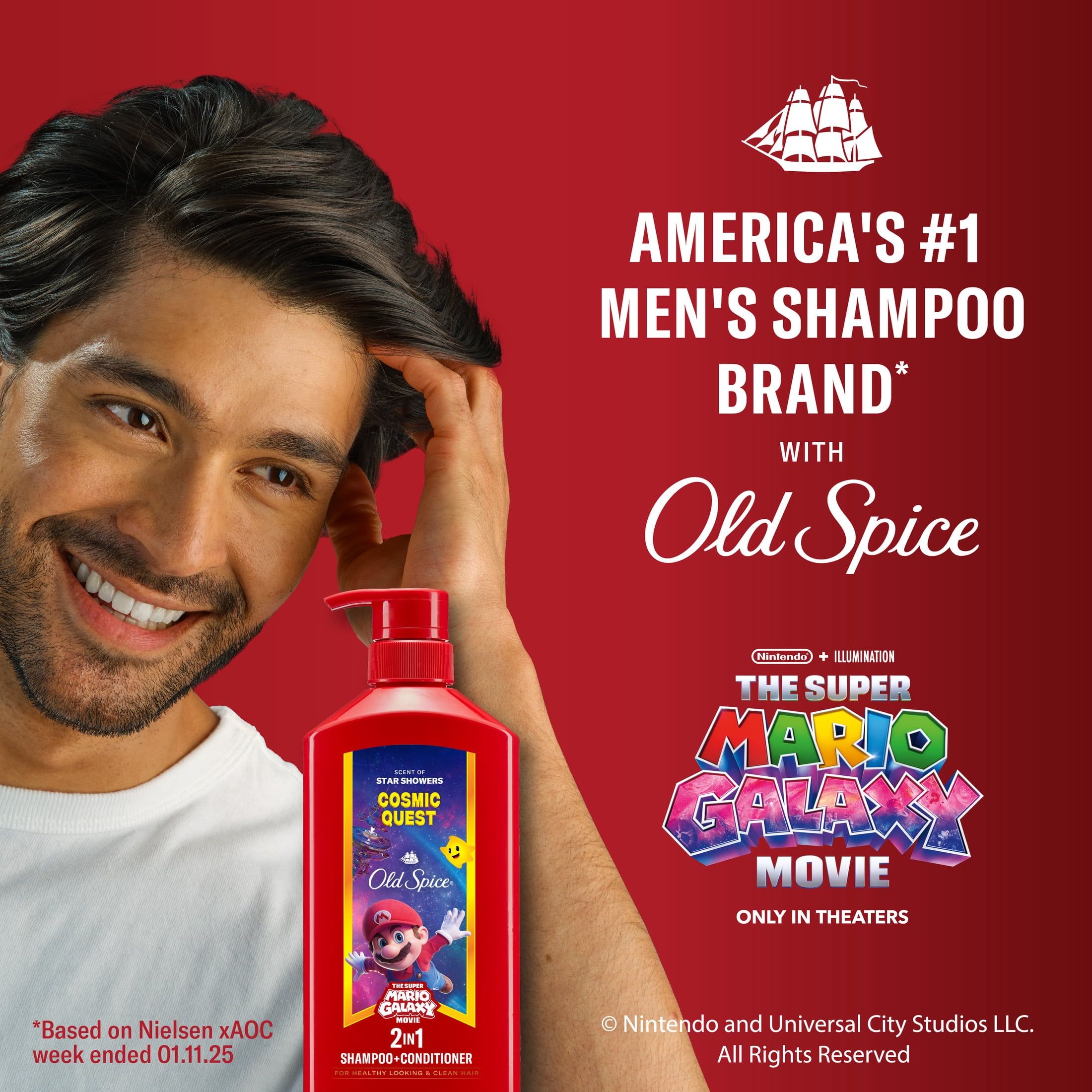 Old Spice 2-in-1 Mens Shampoo and Conditioner, Cosmic Quest, Old Spice x The Super Mario Galaxy Movie, 21.9 fl oz