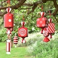 thumbnail image 1 of Adorno navideño para escenario, barra, vestido de novia, accesorios, 32 cm, colgante de arreglo de dulces navideños pintados en rojo y blanco, 1 of 5