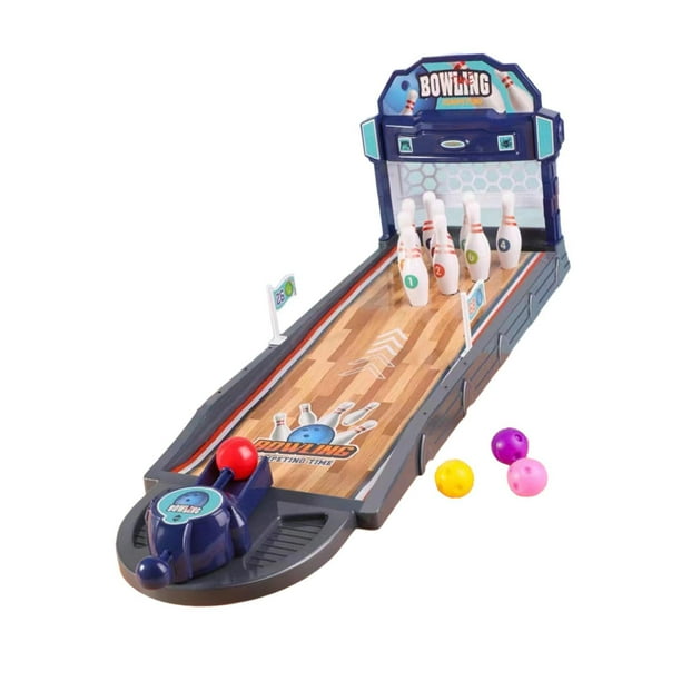 Juego de bolos de mesa, divertido y portátil, pequeña bolera, Arcade, juguetes de bolos de escritorio, juego de escritorio para adolescentes, adultos, Azul