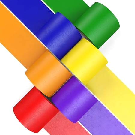 CCOCC Colored Masking Tape Thick,Color Painters Tape for Kids,6 Rolls 2 Inch Wide X 10 Yards Each,Colorful Paper Tapes Rainbow Colors for Labeling Packing,Painter Tape Variety Pack