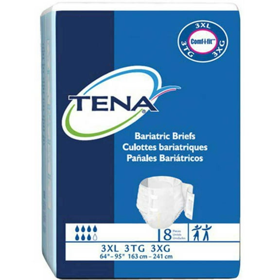 TENA Stretch Bariatric Incontinent Brief, White/Green, 3X-Large, 32 Ct
