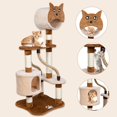 thumbnail image 3 of Fashionwu 50” Cat Tree -Pet Furniture Cat Tower, Multi-Step Cat Condo with Sisal-Covered Scratching Posts &2 Plush Rooms for Cats or Kittens, Cat Climbing Stand Cave, 3 of 9