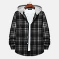 thumbnail image 4 of Futezty Men Plaid Flannel Hoodie Jacket Long Sleeve Button Up Sweatshirt Top Thermal Winter Outwear, 4 of 5