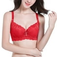 thumbnail image 2 of Penkiiy Women Bras Women's Four-breasted Steel Ring Charcoal Thin Bra, Sexy Underwear Red Bras, 2 of 9