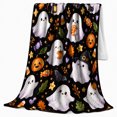 thumbnail image 2 of Cute decorative motif Pumpkin Watercolor Illustration, Festive autumn celebration Scene, Warm Flannel Blanket for Living Room and Reading Nook, Art Lovers autumn celebration Gift, Festive Home Decor, 2 of 9
