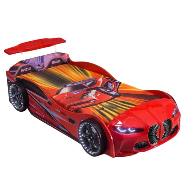 GTX Twin Race Car Bed with LED Lights & Sound FX, Kids Racing Bedroom Furniture