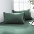 thumbnail image 4 of Washed Cotton Pieces Sheet Set Linen Feel Natural Wrinkle Breathable Lightweight (Queen Cream Grey), 4 of 7