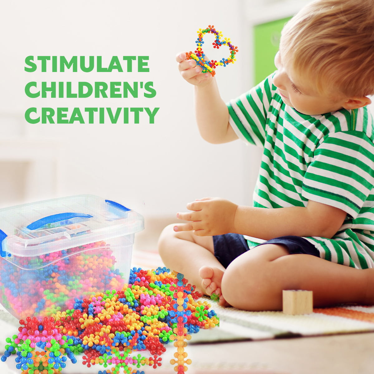 300Pcs Plastic Snowflake Building Blocks Puzzle Baby Kids DIY Educational Toys. 