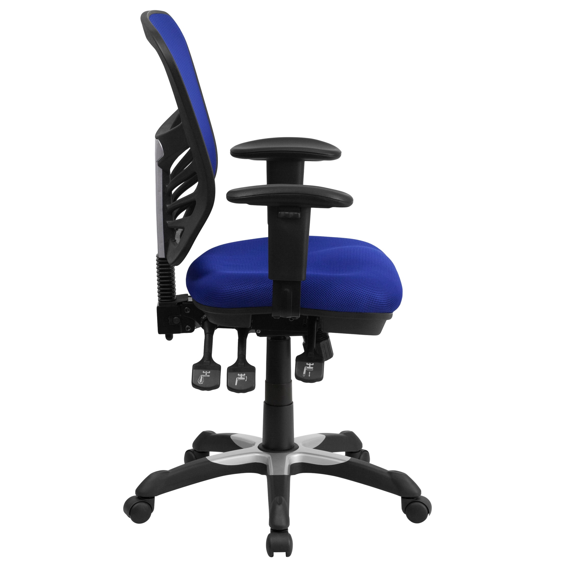 Emma + Oliver Mid-Back Blue Mesh Multifunction Ergonomic Office Chair with Adjustable Arms