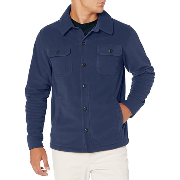 Vedolay Jacket for Men Solid Comfy Casual Office Long Sleeve Open Front Jacket Clothes Blue,L