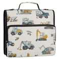 thumbnail image 2 of Water-Resistant 3-Ring Binder Organizer with Multiple Pockets Zipper Binder Bag for Office Engineering Vehicle Pattern, 2 of 8