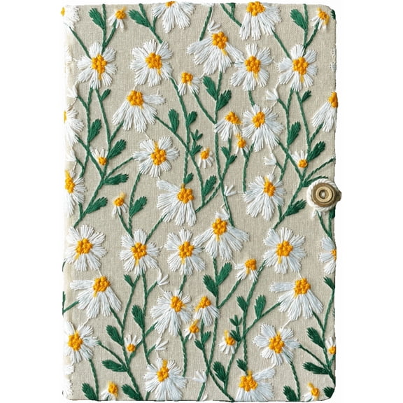 ipoul Daisy Gifts, Hardcover Notebook, Ruled, Floral, A5, 8"x6", Lay Flat, Pretty Journal for Women, White Daisy Flowers