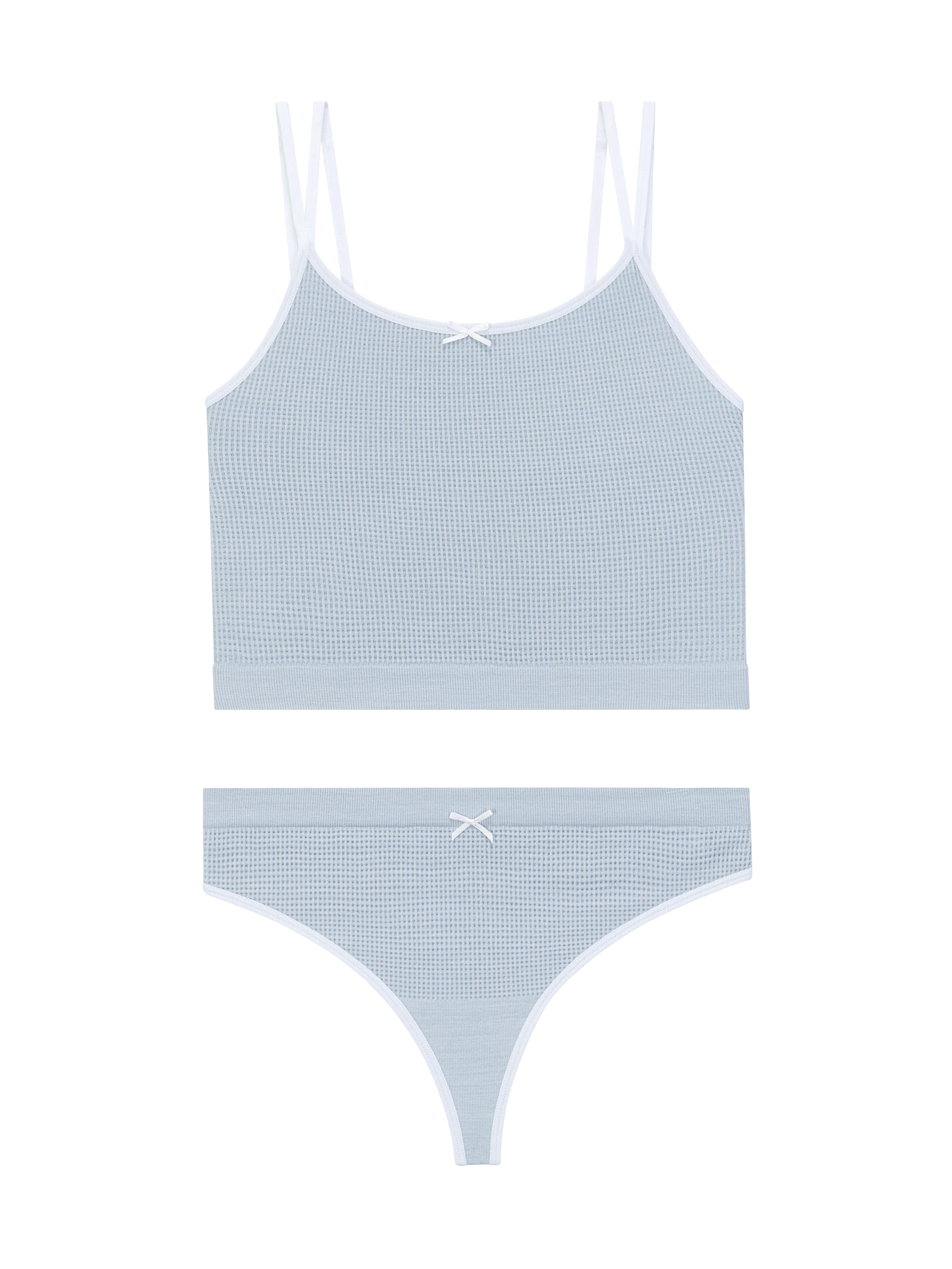 No Boundaries Seamless Cami Bra and Thong Panties Set, 2 Piece, Women's XS-XXXL