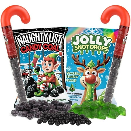 Naughty List Candy Set, Christmas Stocking Stuffers, Holiday Treats, 4 Items Total