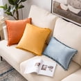 thumbnail image 6 of HZKAICUN Pack of 2 Velvet Throw Pillow Covers Pompom Decorative Pillowcases Solid Soft Cushion Covers with Poms Square for Couch Sofa Bedroom Car 18x18inch Dark Green, 6 of 6