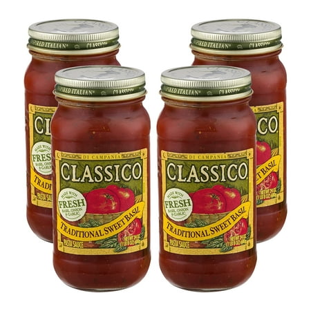 (4 Pack) Classico Traditional Sweet Basil Pasta Sauce, 24 oz