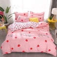 thumbnail image 1 of 3/4Pcs Ropa de Cama Set Pink Strawberry Fashion Sábanas Queen Size Ropa de Cama de Lujo, 1 of 5