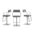 thumbnail image 2 of Casabianca Home CB-C103G Harbor PU-Leather Adjustable Bar Stool in Gray with Brushed Stainless Steel Swivel Base, 2 of 3