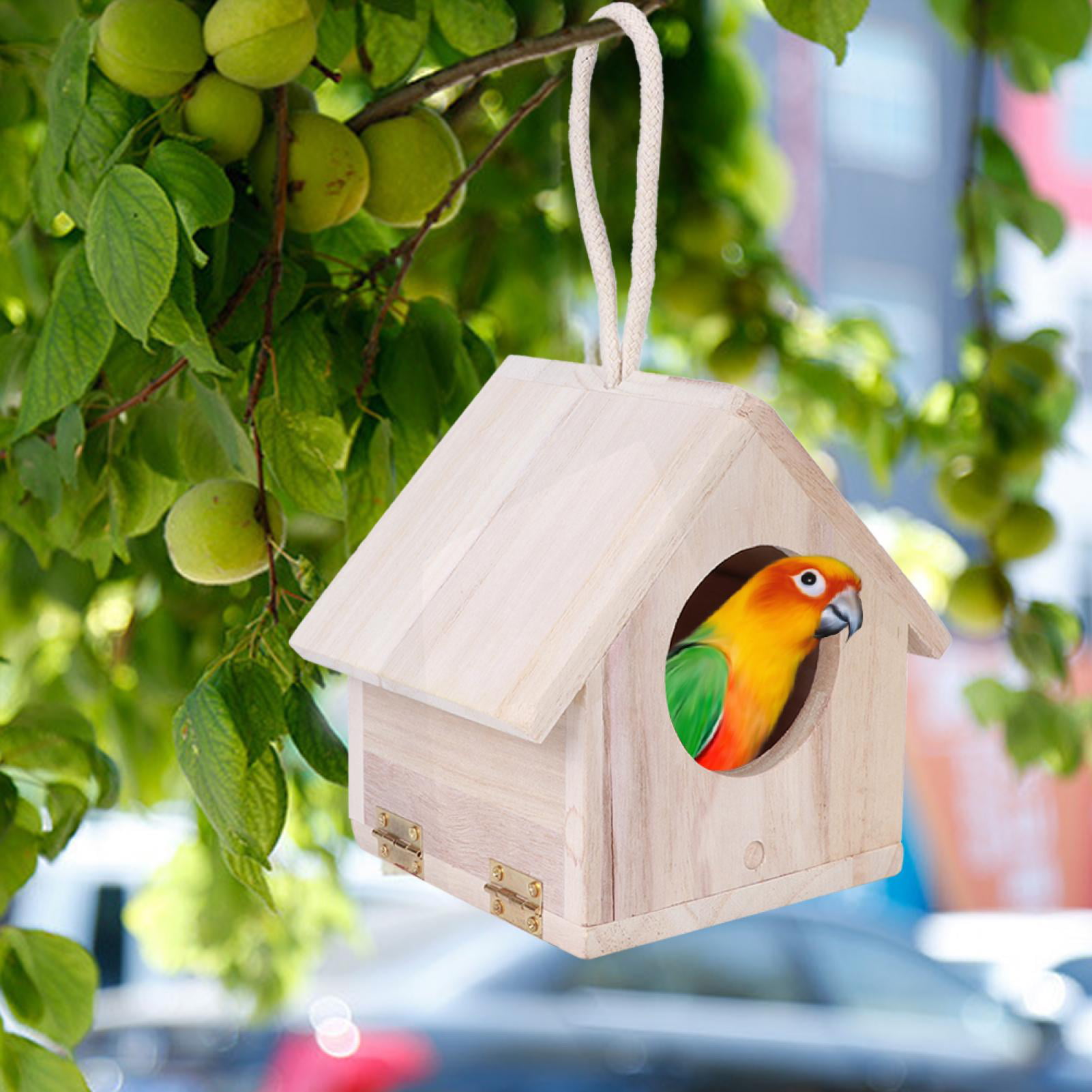 Details about   Wooden Bird House Nest Box Birdhouse Pet Cage Breeding Feeder Outdoor Decoration 