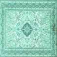 thumbnail image 1 of Ahgly Company Indoor Square Medallion Turquoise Blue Traditional Area Rugs, 8' Square, 1 of 4