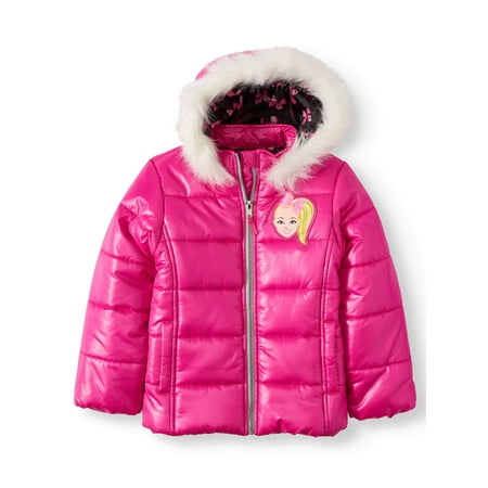 JoJo Siwa Puffer Ski Jacket with Fur Trim Hood (Little (Best Snow Ski Brands)