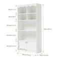 thumbnail image 6 of HOBLOC 5 Tier Bookshelf Bookcase with Cabinet Doors, 63 in Tall Wooden Bookshelves, Display Storage Shelves, Floor Standing Book Shelf Furniture for Home Office, Living Room, Bedroom, White, 6 of 6