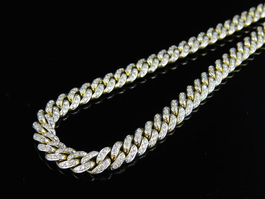 Jewelry Unlimited - Men's 10K Yellow Gold Miami Cuban 5MM Link Genuine Diamond Chain 6.0ct 24 