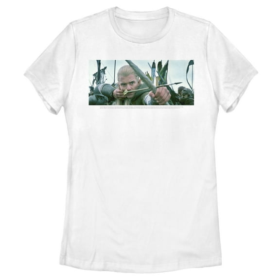 Women's The Lord of the Rings Fellowship of the Ring Legolas Bow and Arrow Graphic Tee White Large