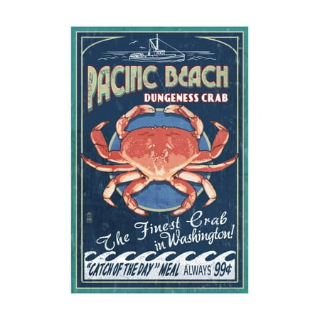 Dungeness Crab Legs - Pacific Beach, Washington - Dungeness Crab Vintage Sign Print Wall Art By Lantern Press